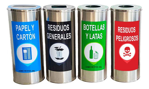 Tachos Reciclaje Ecologicos Acero Inoxidable Para Mall Plaza