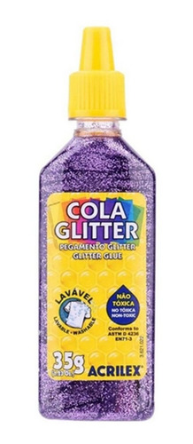 Cola Colorida Com Glitter 35g Lavável Cor Lilás Acrilex