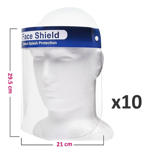 Imagen 1 de 3 de Kit 10 Mascara Protector Facial Antifluidos Antisalpicaduras