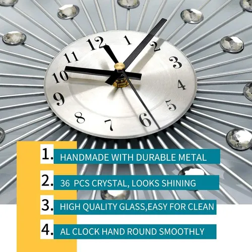 Reloj De Pared Moderno En Tono Plateado Para Sala De Estar,