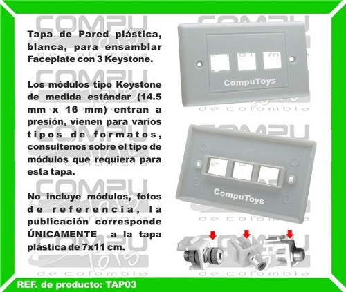 Tapa Pared 3 Keystone Estandar Ref: Tap03 Computoys Sas