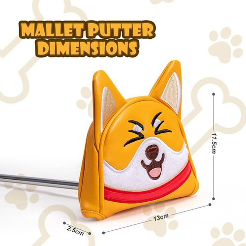 A Perro Golf Mallet Putter Head Cover Wrap Sleeve Cute Dog