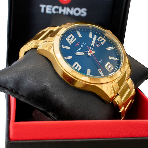 Imagem 5 de 9 de Relógio Technos Masculino Aço Dourado Preto Original