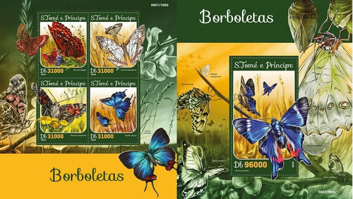 2016 Insectos Mariposas Santo Tome Principe (2 Bloques) Mint