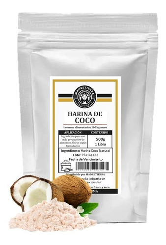 Harina De Coco Orgánica X500g (1 Libra) - Kg a $36