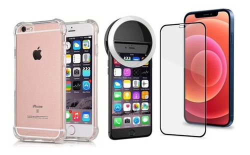 Carcasa + Aro Luz Led+ Lamina Para iPhone 6/6s/6plus/6s Plus