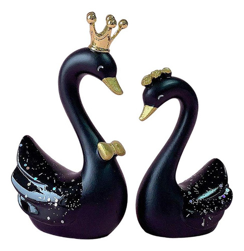 Resina Cisne Estatua De Pie Escultura Arte Novedad Negro