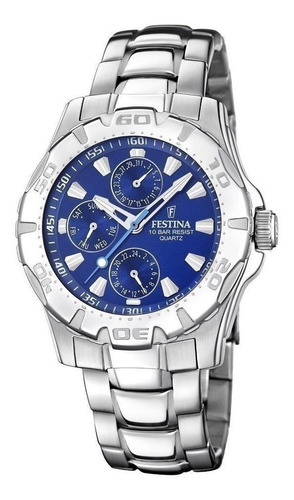 Reloj F16242/m Festina Hombre Multifunción /marisio Color de la correa Acero laqueado Color del bisel Plateado Color del fondo Azul