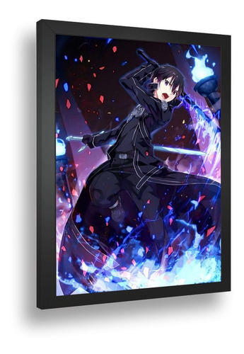 Quadro Emoldurado Poste Sword Art Online Kirito Classico