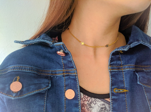 Collar Chokers Para Damas. Material Goldfield