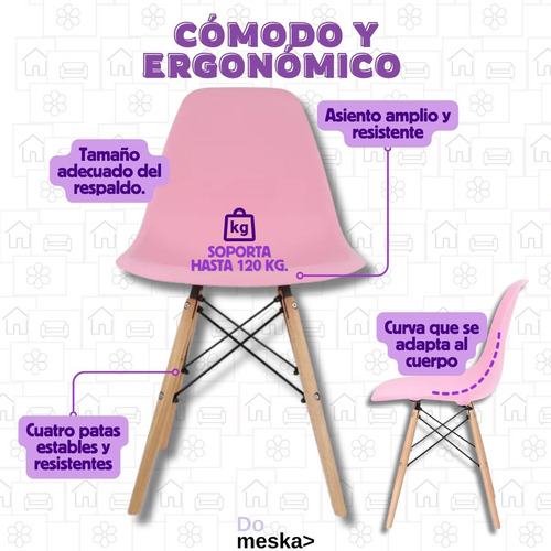 Set 6 Sillas Eames Minimalista Para Jardin Salas Comedor
