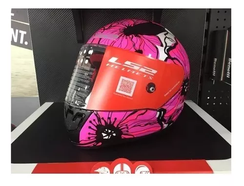 Casco Moto Mujer Ls2 Ff353 Poopies Flores Rosa