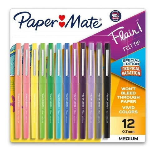 Rotuladores Flair Tropical Pta Media Set 12 Color Paper Mate