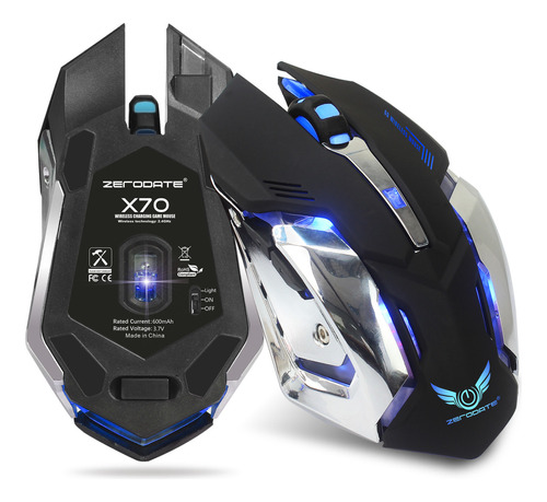 Mouse Gamer Inalambrico Zerodate X70: 6d, Con Luces Led
