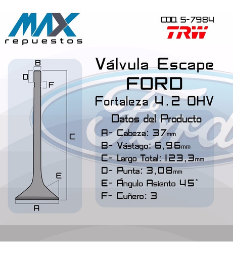 Válvula Escape F150 Fortaleza 256 4.2 Ohv (par) S-7984