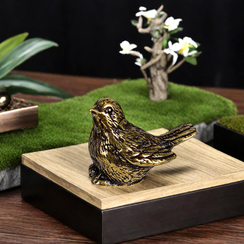 Retro Brass Statue Home Desktop Decoration Small Brass Bird