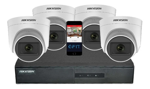 Camara Seguridad Kit Hikvision Dvr 4 Canales + 4 Domos