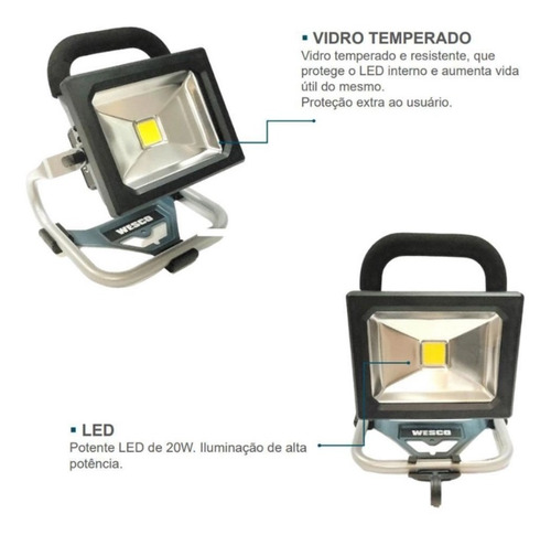 Refletor Led 100w Luminaria Sem Fio 18v Camping Elétrico