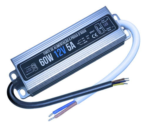 Fonte Blindada 12v 5a 60w P/ Cftv Fitas Led Iluminação Ip67