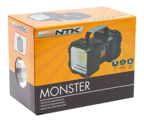 Lanterna Holofote De Mão 1500 Lumens Multifunção Monster Ntk Cor Da Luz Branca Cor Da Lanterna Preta