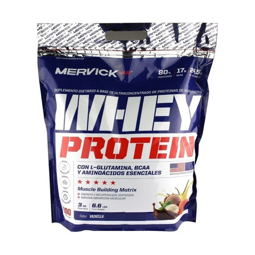 Suplemento en polvo MervickLab Whey Protein proteínas sabor vainilla en sachet de 3kg