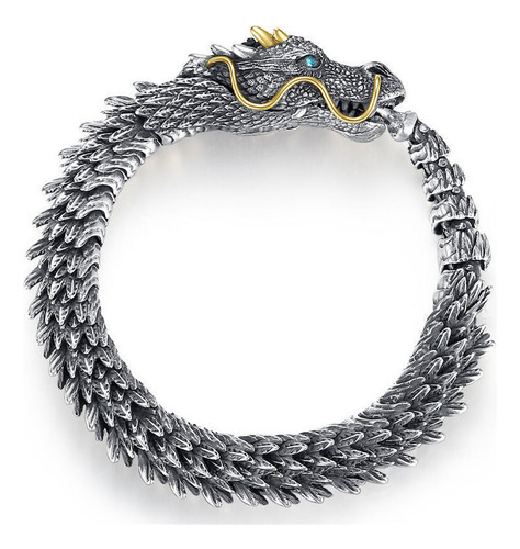 Pulsera Cabeza De Dragón Vintage Hecha A Mano Para Hombre