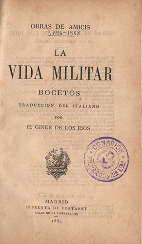 Libro: La Vida Militar. Bocetos. / Edmundo De Amicis