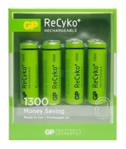 Pilas Recargables Aa 1300 Mah Gp Recyko+ X4 Unidades 1.2v