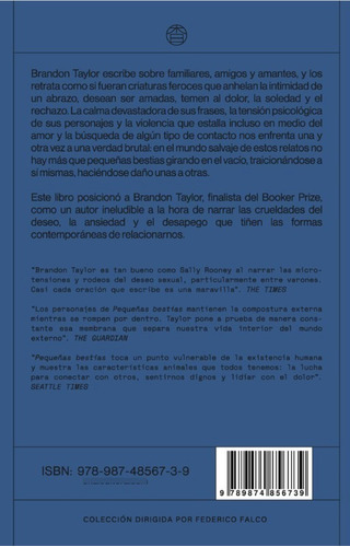 Imagen 2 de 2 de Pequeñas Bestias - Brandon Taylor - Chai Editora - Libro