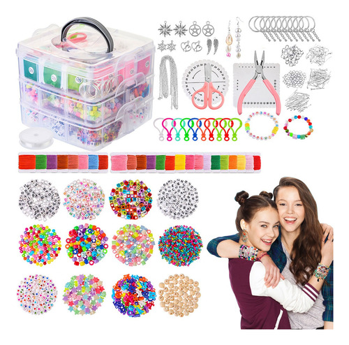 3349pcs Completo Hacer Collar Pulsera Joya Diy Caja 3 Nivel