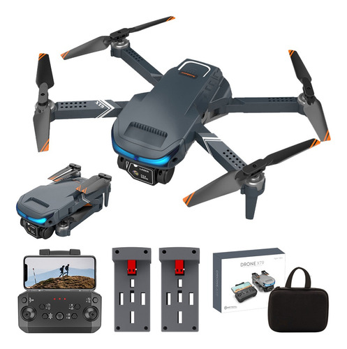 Mini drone Hancelant XT9 con dual cámara 4K gris oscuro 2.4GHz 2 baterías