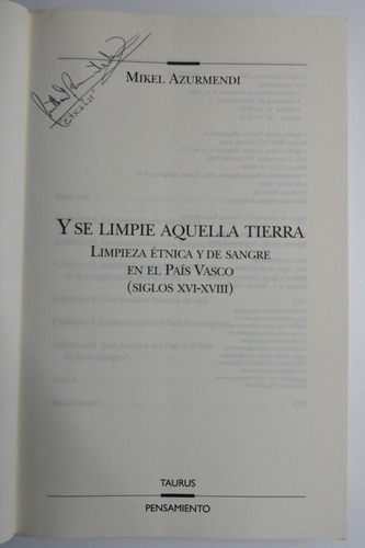 Y Se Limpie Aquella Tierra: Limpieza Étnica Y De Sangre C166 (Usado)