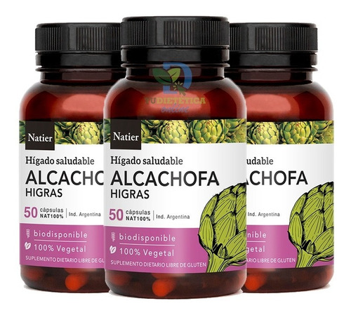Alcachofa Natier 50 Capsulas Hígado Graso Pack X3