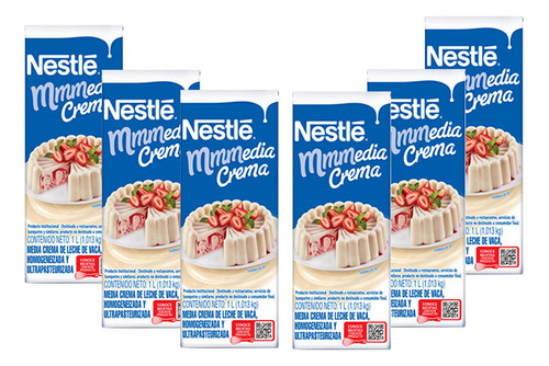 Media Crema Nestle 1 Lt (1.013kg) Caja Con 6 Pzas