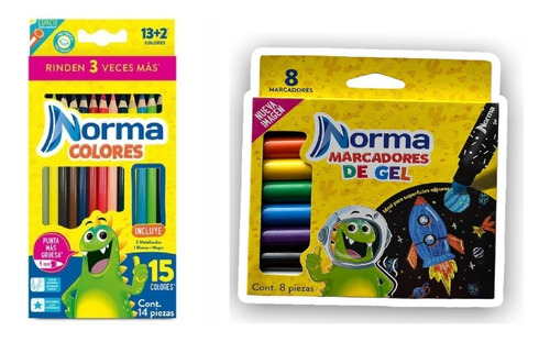 Lápices De Colores 13 +2 Norma  +8 Marcadores De Gel Norma  