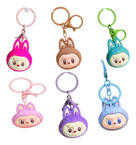 6 Piezas Labubu Keychains Colección Kawaii
