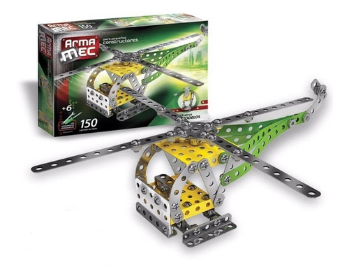 Imagen 1 de 8 de Juego Mecano Armamec 150 Piezas 2 En 1 Helicoptero Y Robot