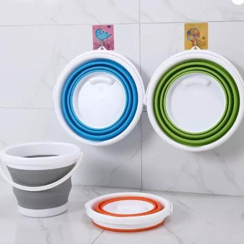 2 Balde 5 Litros Dobrável Retrátil Silicone Prático Limpeza