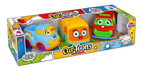 Imagem 2 de 2 de Combo Com 3 Carrinhos Coloridos Divertidos Sortidos Ref 358