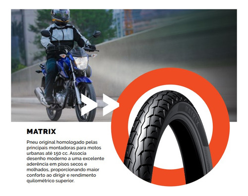 Pneu Traseiro Moto Levorin Street Matrix Com Câmara 90/90-18
