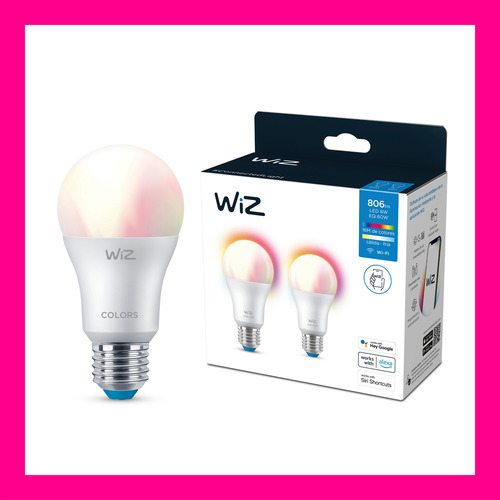 Imagen 1 de 10 de Focos Inteligentes Color Led Wiz Smart Pack X2 E27