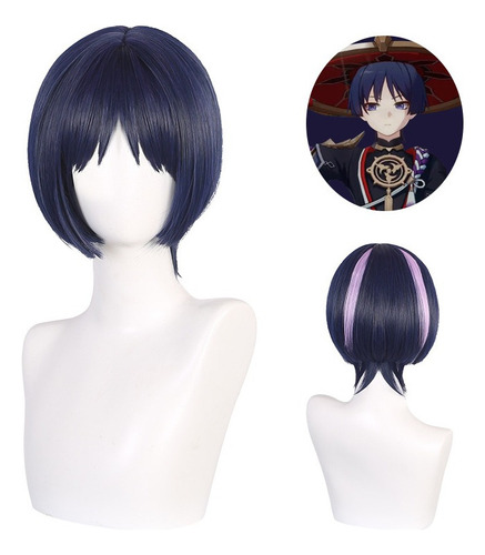 Genshin Impact Scaramouche Cosplay Peluca Corto Pelo 30cm