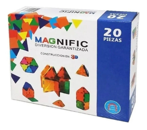 Imagen 1 de 9 de Magnific Bloques Magneticos Diversion 20 Pzs Playking