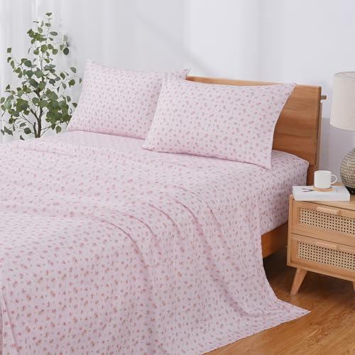 Sábanas Microfibra Estampado Rosas, 3 Piezas, Bolsillos Prof