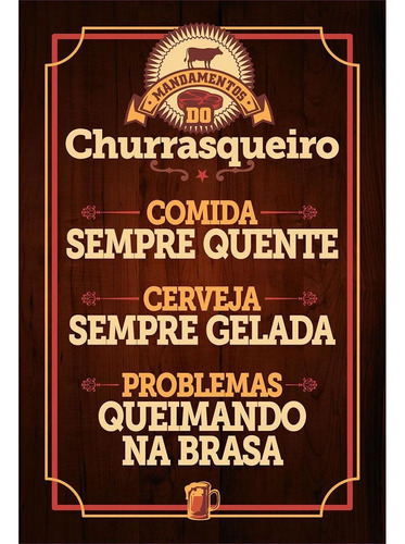 Placa Decorativa 45x30 Cm Cantinho Do Churrasco