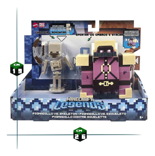 Minecraft Bonecos Pigmadillo Vs Esqueleto Legends - Mattel