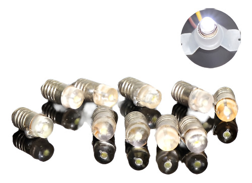 10pcs Tornillo De Led Blanco Brillante Bombilla E5 E5.5 12v-