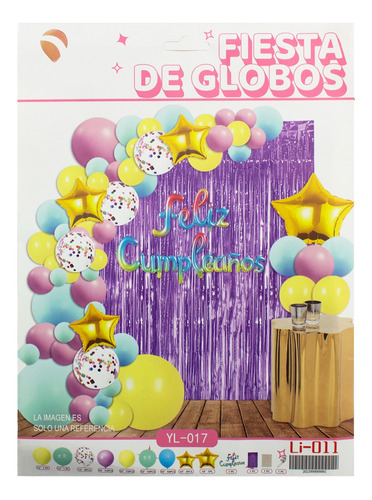 Set Globos Decoración Feliz Cumpleaños Fiesta Confeti Pastel