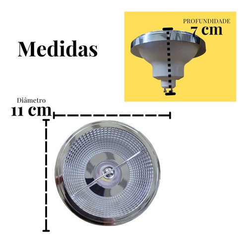200 Lâmpada Luminária Led Cob Ar111 Classe A 11w Branco Frio