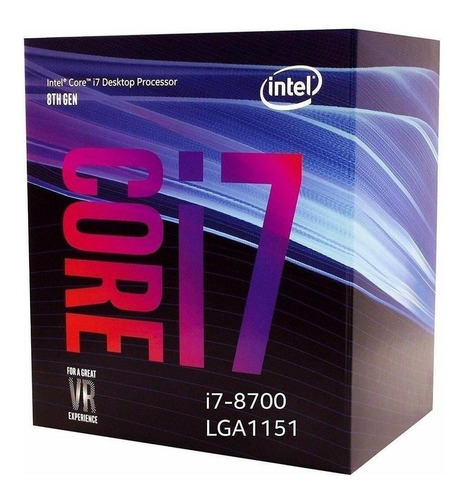 Procesador gamer Intel Core i7-8700 CM8068403358316 de 6 núcleos y 4.6GHz de frecuencia con gráfica integrada